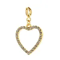 Colgante de corazón de acero dorado con diamantes de imitación para joyería DIY - White diamond heart / Con cierre de resorte