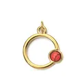 Pendentif circulaire en acier inoxydable doré avec une pierre naturelle rouge ronde. - Pendentif Anneau Circulaire / Or avec pierre rouge tachetée