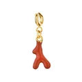 Roter Korallenzweig-Anhänger mit 18 Karat vergoldetem Verschluss für DIY-Schmuck - Coral with Spring Clasp / Rot Koralle Kurz