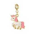 Ciondolo a forma di unicorno in smalto rosa e bianco con chiusura a moschettone dorata - Stile Unicorno 4 (Chiusura in Oro)
