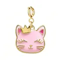 Charm tête de chat en émail rose avec couronne dorée pour bracelets et colliers DIY - Chat (Fermoir Doré)