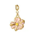 Premium gold-plated stainless steel pink enamel daisy flower charm for DIY jewelry design - Pink and White Daisy with Spring Clasp (9-1)