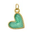 Elegante dije de corazón de acero inoxidable con esmalte verde y borde de cuentas - Green heart drip oil / Without Clasp