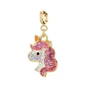 Ciondolo unicorno cartone animato con smalto glitter rosa per collane gioielli DIY - Stile Unicorno 3 (Chiusura in Oro)
