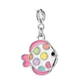 Simpatico ciondolo a forma di pesce glitterato colorato con smalto rosa per bambini - Pesce Rosa (Chiusura in Argento)