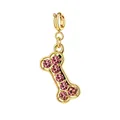 Eleganter goldener knochenförmiger Anhänger mit rosa Kristallen und Federverschluss - Rosa Knochen (Goldener Verschluss)