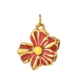 Red enamel and gold flower charm pendant for DIY necklace or bracelet jewelry making - Red Daisy Style (10)