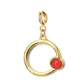 Pendentif circulaire élégant en acier inoxydable plaqué or 18 carats avec pierre rouge - Pendentif Anneau Circulaire (Fermoir à Ressort) / Rouge