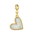 Elegante colgante de corazón de acero inoxidable dorado con esmalte jaspeado azul - Light blue heart dripping oil / Con cierre de resorte