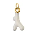 Weißer Korallenanhänger mit 18 Karat vergoldeter Schlaufe für DIY-Schmuck - Korallen-Anhänger / Weiß Koralle Kurz