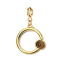 Pendentif cercle en acier inoxydable plaqué or 18 carats avec pierre d'oeil de tigre - Pendentif Anneau Circulaire (Fermoir à Ressort) / Couleur Oeil de Tigre