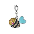Ciondolo a forma di pesce con glitter dorati e coda in smalto blu per bracciali - Stile Ape (Chiusura in Argento)