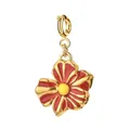 Gold-plated red enamel daisy flower charm pendant for DIY necklaces and bracelets - Red Daisy - Circular Spring Clasp Style (10-1)