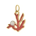 Roter Korallenzweig-Anhänger aus 18k vergoldetem Titanstahl für DIY Halsketten und Armbänder - Korallenperlen Anhänger / Rotes Korallen-Cluster