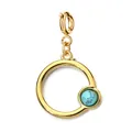 Élégant pendentif cercle en acier inoxydable doré 18 carats avec pierre turquoise - Pendentif Anneau Circulaire (Fermoir à Ressort) / Turquoise