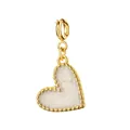 Colgante de corazón de acero dorado con esmalte blanco para diseño de joyas DIY - White heart drip oil / Con cierre de resorte