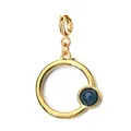 Pendentif DIY en acier inoxydable plaqué or 18K avec pierre naturelle bleue - Pendentif Anneau Circulaire (Fermoir à Ressort) / Bleu