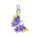 Pendentif papillon en émail violet et jaune pour bracelets de bijoux DIY créatifs - Papillon (Anneau en Argent)