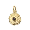 Minimalist gold-plated stainless steel flower pendant with a central dark natural stone inlay. - Irregular Wave Edge Dark Brown Stone Style (1-8)