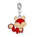 Breloque renard mignon en alliage et émail rouge pour bracelets et colliers DIY - Renard (Fermoir Argenté)