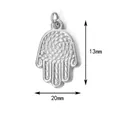 Detailanhänger Hamsa Hand aus Edelstahl für DIY Schmuckherstellung, Maße 13x20mm - Silberner Hamsa-Hand-Anhänger mit Seilmuster (Nur Anhänger) (19)