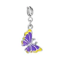Pendentif papillon violet et jaune éclatant pour la création de bracelets et bijoux DIY - Imprimé Papillon (Boucle en Argent)