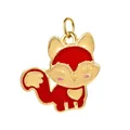 Adorable pendentif renard rouge en émail pour la fabrication de bijoux et bracelets - Renard (Anneau Doré) / Rouge