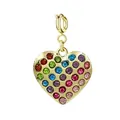 Gold-plated heart pendant charm with colorful micro-set zircons for DIY jewelry - Multi-Colored Zirconia Heart Style (Gold Clasp) / 15x15mm