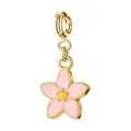 Elegant pink enamel daisy charm in gold-plated stainless steel for DIY jewelry making - Pink Daisy - Circular Spring Clasp Style (13-1)