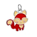 Pendentif mignon en émail renard rouge pour la fabrication de bijoux DIY bracelets colliers - Renard (Anneau Argenté) / Rouge