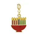 Kwanzaa Kinara charm in gold-tone alloy with colorful enamel for DIY jewelry making - Candle in Bowl Style (Gold Clasp)