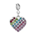 Multi-colored zircon heart pendant in silver-tone alloy for DIY jewelry making. - Multi-Colored Zirconia Heart Style (Silver Clasp) / 15x15mm