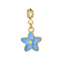 Exquisite blue enamel daisy flower charm in gold stainless steel for DIY jewelry making - Blue Daisy - Circular Spring Clasp Style (14-1)