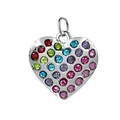 Silver heart-shaped pendant with vibrant multi-colored micro-pave zirconia stones - Multi-Colored Zirconia Heart Style (Silver Ring) / 15x15mm