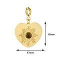 Colgante de corazón en acero inoxidable dorado con piedra ojo de tigre, 13x15mm - Sunflower heart / Con cierre de resorte