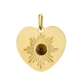 Colgante de corazón en acero inoxidable dorado con sol y piedra natural - Sunflower heart / Without Clasp