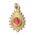 Pendente vintage in acciaio inossidabile dorato con pietra rossa per gioielli fai-da-te - Sun Drip Anello-Rosso