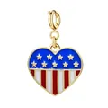 Heart-shaped American flag pendant charm with gold stars and red stripes for DIY jewelry - US Flag Heart Style (Gold Clasp) / 15x15mm