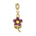 Purple enamel daisy flower pendant charm in gold stainless steel for DIY jewelry - Purple Daisy with Spring Clasp (16-1)
