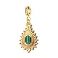 Pendente vintage in acciaio inossidabile dorato con pietra di malachite verde ovale - Sun Drip Chiusura a Molla-Verde