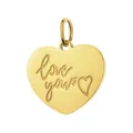 Colgante de corazón dorado de acero inoxidable con grabado Love you y motivo decorativo - Loveyou heart brand / Without Clasp