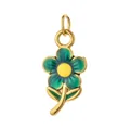Green and yellow enamel daisy flower charm in stainless steel for jewelry making - Green Daisy (17)