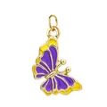 Pendentif papillon en émail violet et jaune pour la création de bijoux DIY personnalisés - Papillon (Anneau Doré)
