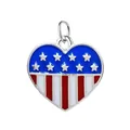 Heart shaped alloy pendant with US flag enamel design for DIY jewelry necklace making - US Flag Heart Style (Silver Ring) / 15x15mm