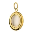 Elegante colgante ovalado de acero inoxidable dorado con incrustación de piedra natural blanca - Etiqueta Ovalada / Without Clasp