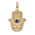 Vergoldeter Hamsa-Hand-Anhänger aus Edelstahl mit bösem Blick für DIY-Schmuckherstellung - Buntes Emaille Hand der Fatima (4-1) / bunt