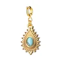 Elegante ciondolo vintage in acciaio al titanio dorato con ciondolo in pietra naturale blu - Sun Drip Chiusura a Molla-Ciano