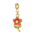 Red enamel daisy flower charm pendant in gold-plated stainless steel for DIY jewelry - Red Daisy with Spring Clasp (18-1)