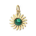 Ciondolo sole dorato in acciaio al titanio con pietra verde per gioielli fai da te - Forma di Sole / Ferretto / Verde macchiato