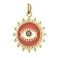 Vergoldeter Edelstahl-Sonnenanhänger mit bösem Auge und roter Emaille für DIY-Schmuck - Rote Sonnenstrahlen (7-1)